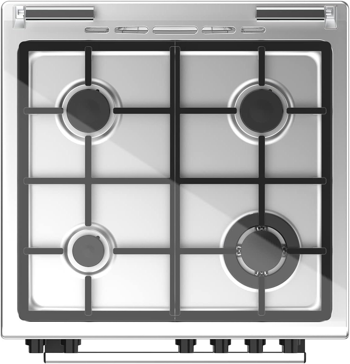 Couvercle en verre et brûleurs de la cuisinière mixte