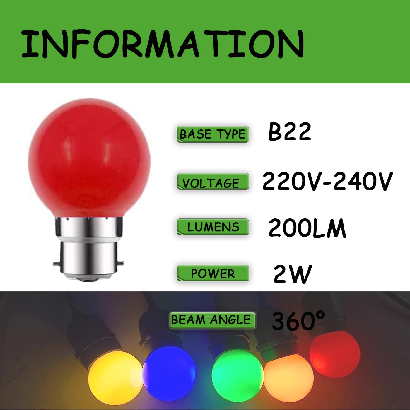 ZFQ 8 Pack B22 Bayonet Colored LED Light Bulbs 2W G45 Golf Ball Mini Globe Bulb Lighting Bulbs,Red for Outdoor Indoor String Patio Garden Party Christmas - Image 3