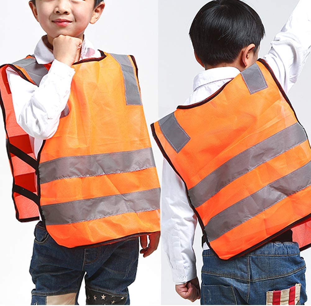 Kamizelka odblaskowa, kamizelka odblaskowa, 2 szt. Dziecko Baby Hi Vis Viz Wysoka widoczność Odblaskowa dziecięca dziecięca odzież robocza kamizelka kamizelka 4 paski elastyczne (czerwona)