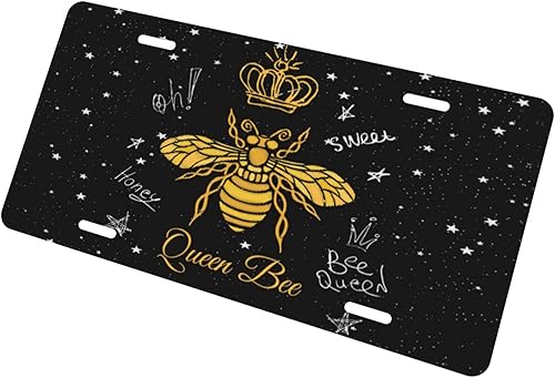 Miniatura 5 de Placa de matrícula de metal de aluminio con diseño de insectos de abeja de abeja de abeja de 6 x 12 pulgadas
