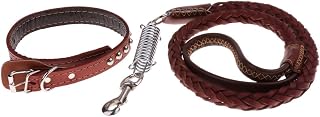 Leather Dog Leash Eight Strands of Cowhide Spring Traction Rope Brown S | Pet Supplies | Dog Supplies | Leashes & Head Collars