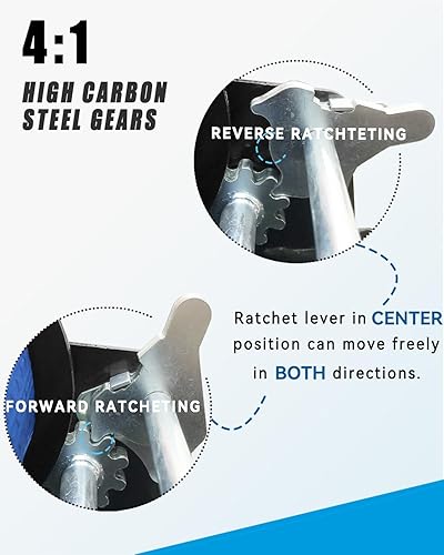 Miniatura 3 de Cabrestante de mano para remolque de barco, 1600 libras, con correa de 26 pies, relación de engranaje 41, cabrestante portátil de 2 vías para barco,