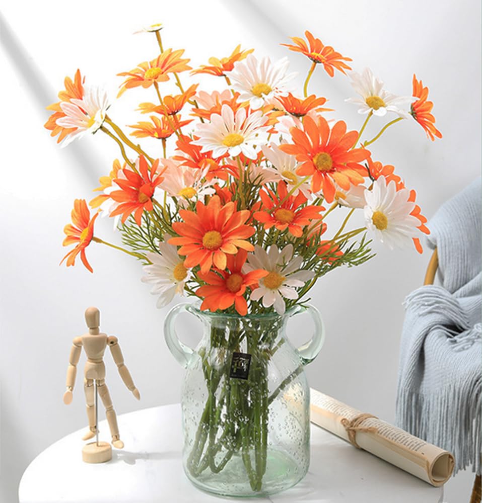 12 Mazzi Di Fiori Artificiali Margherite Resistenti Ai Raggi UV – Colori Misti, Per Esterni E Interni