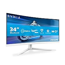 Philips Gaming Monitor 34M2C5501A 34 pollici, Curvo, 3440×1440, UW-QHD, 180Hz, Fast VA Panel, 0.3ms MPRT, USB Hub, Speakers, (HDMI2x 2.0 DP 1x 1.4) Adaptive Sync, HDR400, FreeSync Premium, Bianco