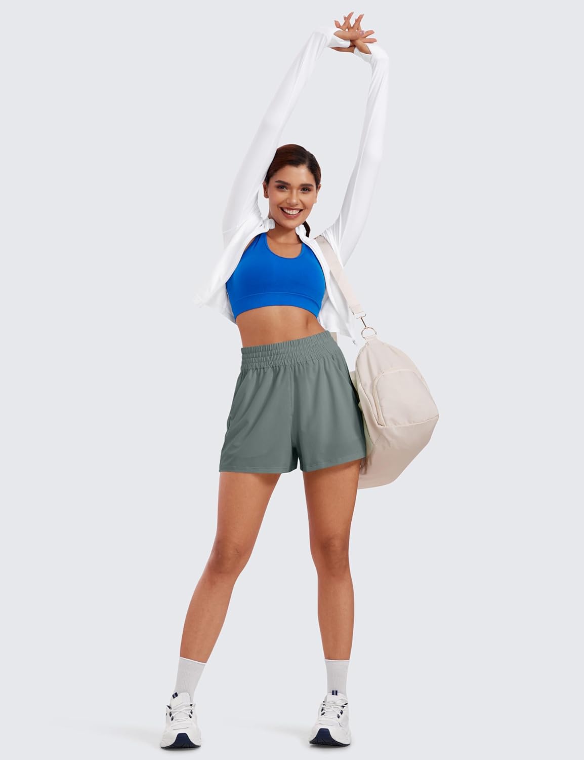 CRZ YOGA Linerless Relaxed Casual Shorts for Women 3" - High Waisted for Lounge Athletic Golf with Pockets - Image 3