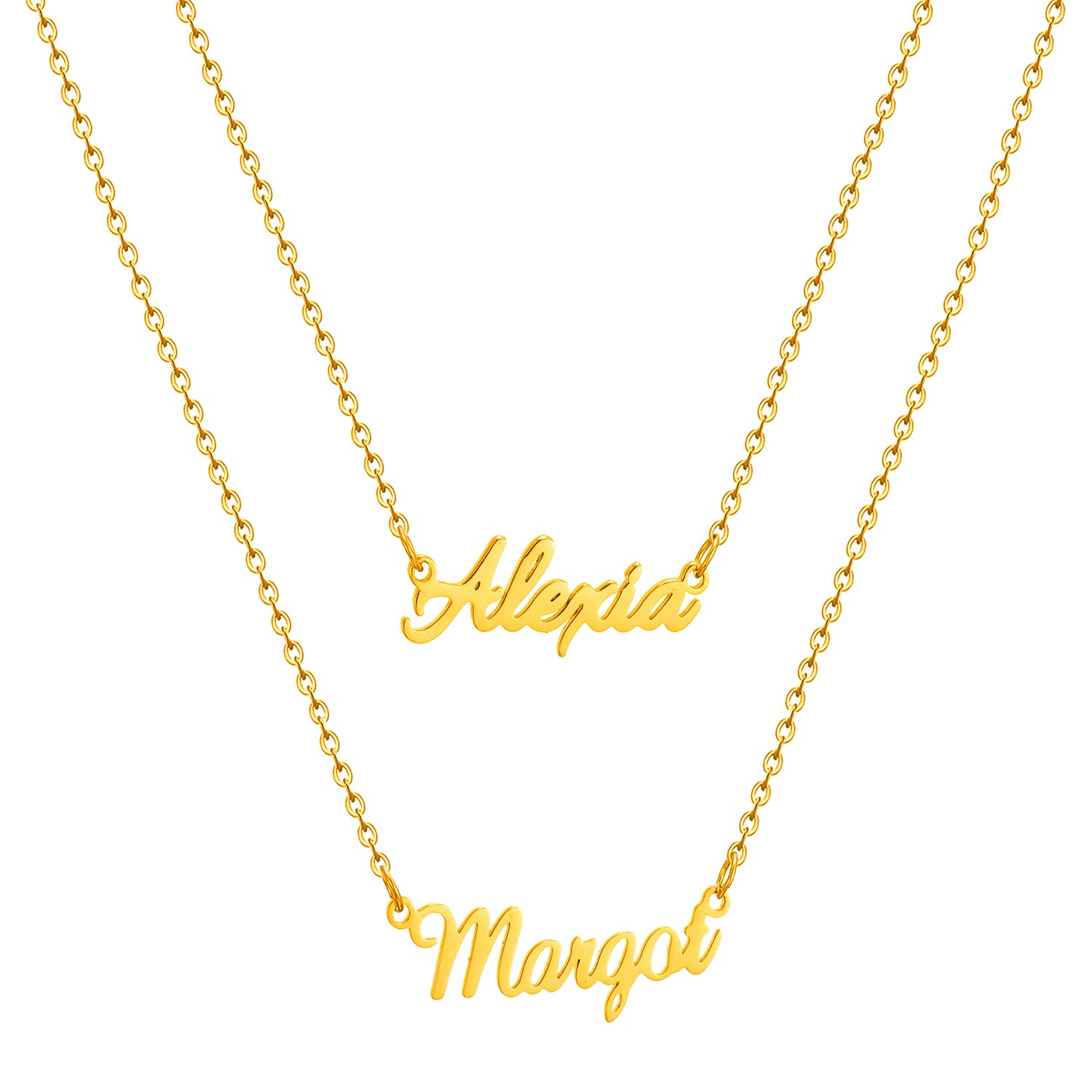 HSWYFCJY Collar con Nombre Personalizado, Collar con Colgante de Nombre Personalizado, Regalo de Joyería Personalizada de Plata/Oro/Oro Rosa para Mujer