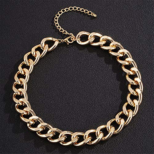 Ingemark Cuban Chunky Link Chain Choker Unisex Punk Style Thick Wide Necklace Jewelry (S3 Golden) #TOP3
