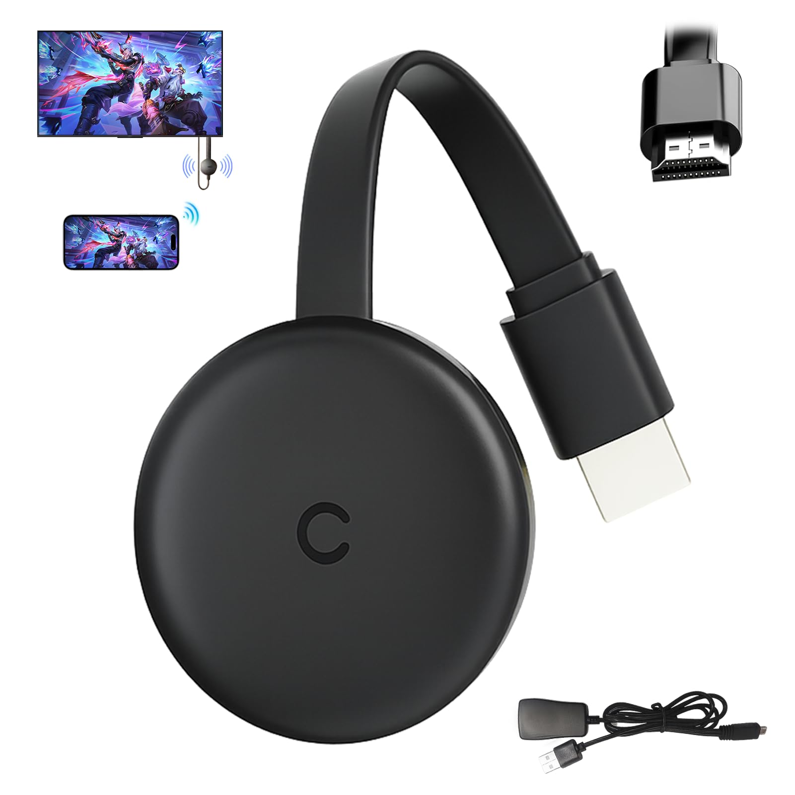 Chromecast, 4K HDR Chromecast Device for TV, 3 in 1 Wireless HDMI