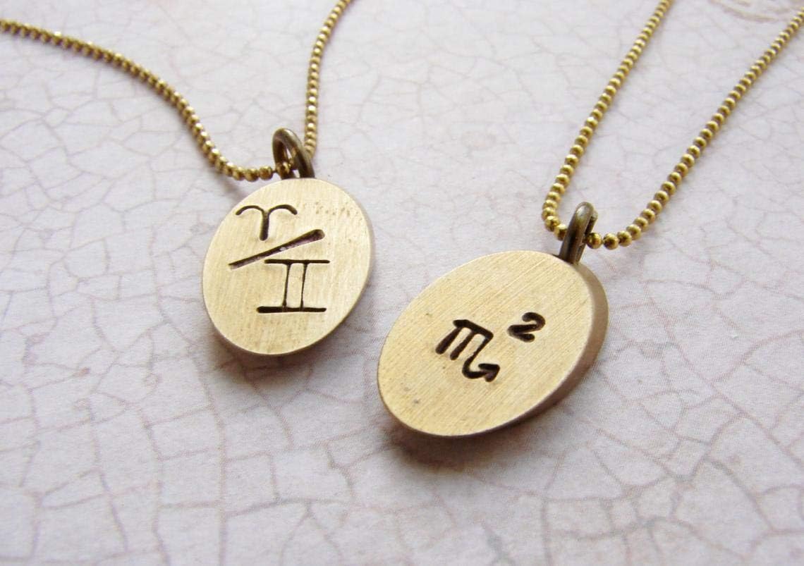 Double zodiac necklace, Personalized couple zodiac necklace, horoscope necklace, Double initial necklace