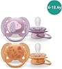 Philips Avent Ultra Soft Pacifier, 6‑18 Months for Baby Girls, 2’ Pack, Orthodontic Silicone, FlexiFit Shielded, Ultra Soft, BPA Free, Carrying Box, SCF091/18