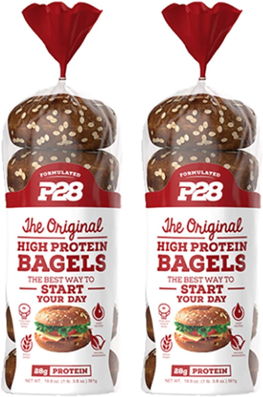 2 Pack Value of P28 High Protein Bagel, 100% Natural, 12 bagels total, Includes 7 Day Clean Eating/High Protein Meal Plan E-Book