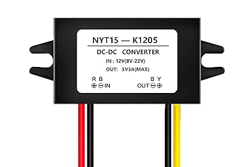 NOYITO DC to DC 5V 2A 3A Converter Buck Module 12V 16V 6V-22V Buck to 5V 3A Max Power Converter IP67 Waterproof with Overcurrent Overheat Short-Circuit Undervoltage Protection (5V 3A)
