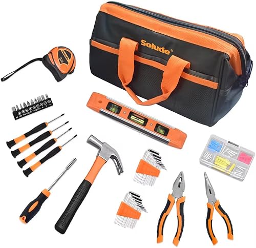 SOLUDE Tool Set,97-Piece Home Repairing Tool Kit,Household Basic Hand Tool Set with 14 inch Wide Mouth Open Tool Bag disponible en Yaxa Venezuela