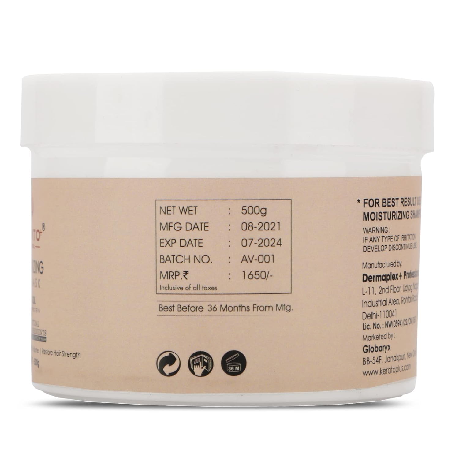 Hair Mask 500g By KeratoPlus Professional - Hair Mask For Dry And Frizzy Hair - Keratin Hair Mask - Hair Mask For Hair Fall Control - Moisturising Hair Mask With Wheat Protein And Keratin Oil