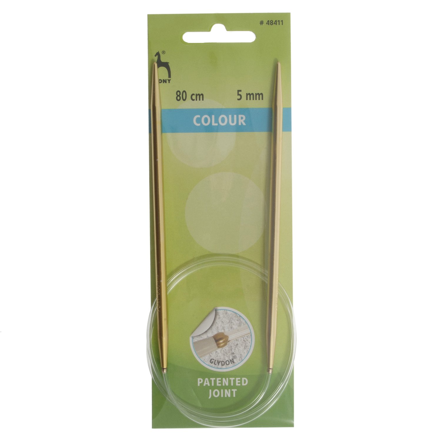 Pony Colour Aluminium Circular Fixed Knitting Pins - 80Cm x 5.00mm