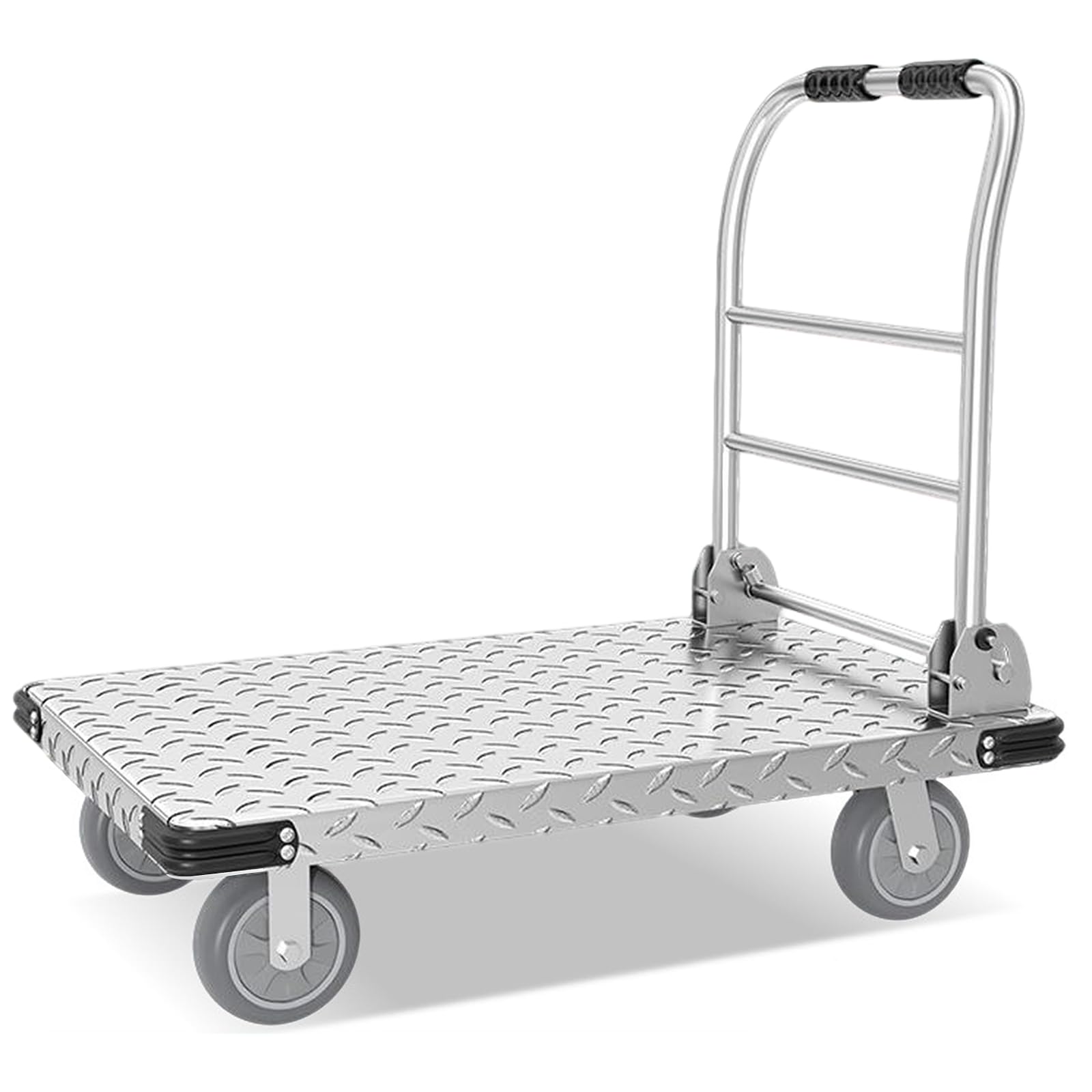 Wytrzymały składany wózek ręczny 150-500 kg, obracane o 360° koła TPR, wózek platformowy do użytku magazynowego i ogrodowego, rozmiar: 88 x 58 x 85 cm - trwałe i wszechstronne rozwiązanie transportowe