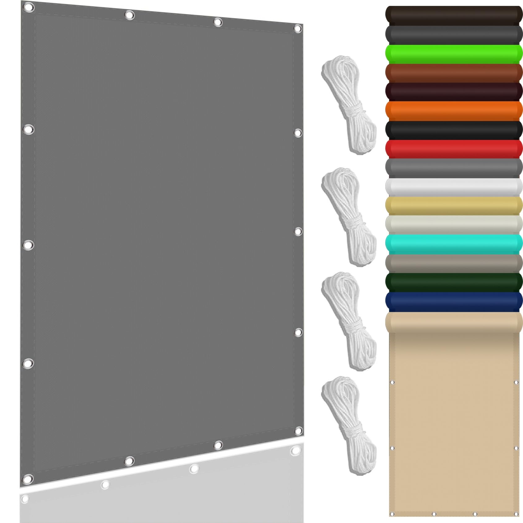 Filet d'ombrage de jardin gris clair 260x410 cm pour protection solaire extérieure