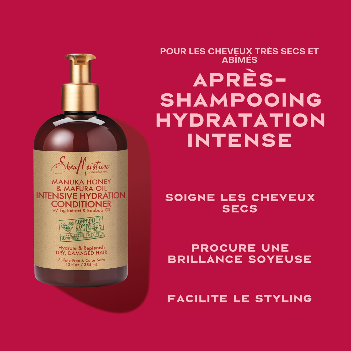 SheaMoisture Shampooing, Après-shampooing et Masque Capillaire pour cheveux secs et abîmés Miel de Manuka et Huile de Mafura Shampooing 1x384ml, Après-shampooing 1x384 ml, Masque capillaire 1x355 ml
