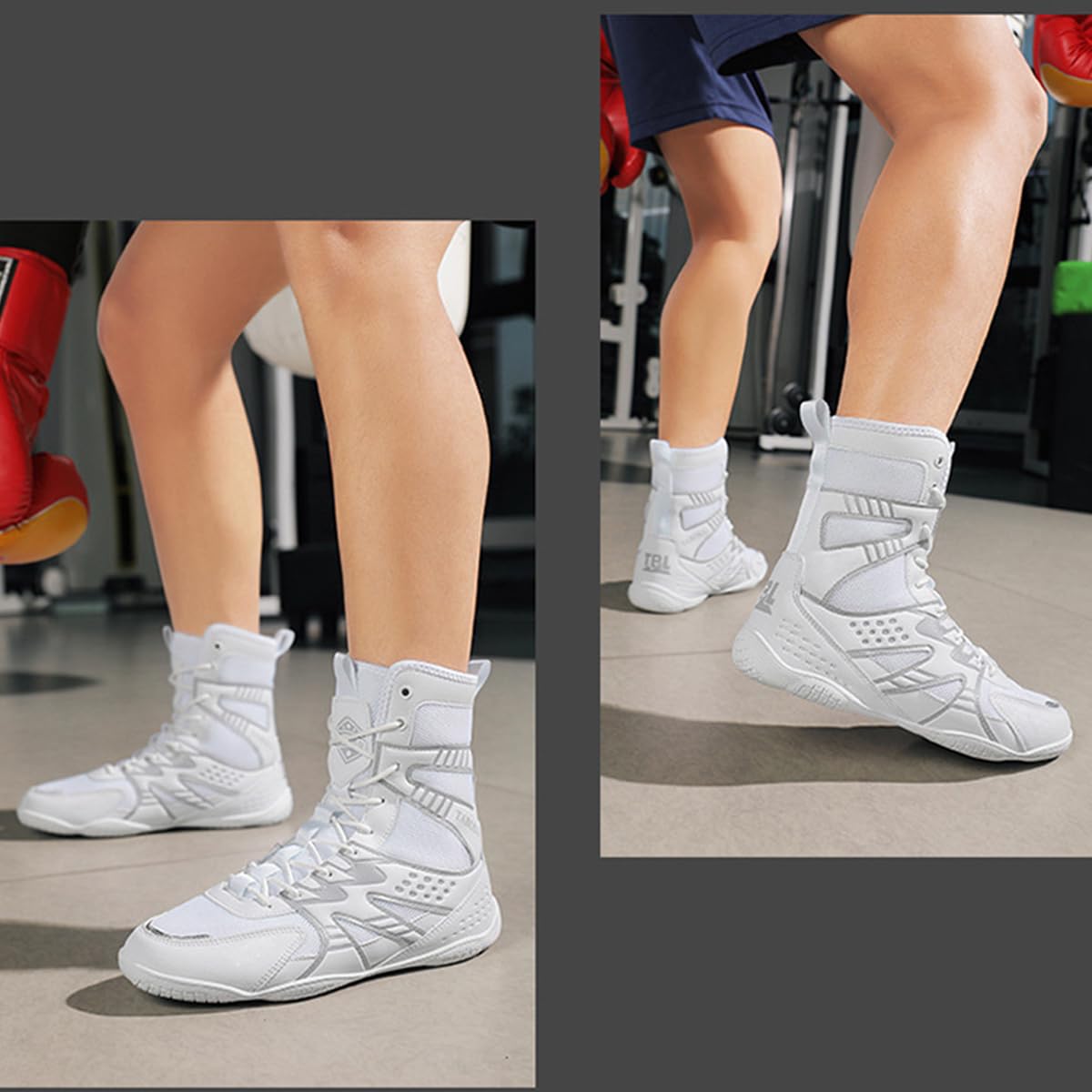 SDEQA Scarpe da Boxe Uomo Scarpe Wrestling Pugilato High Top per Combattimento Bodybuilding Sollevamento Pesi Arti Marziali