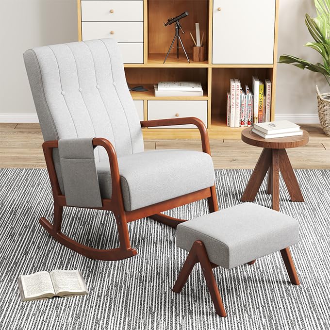 Sillón Mecedor Plegable Gris miniatura 1