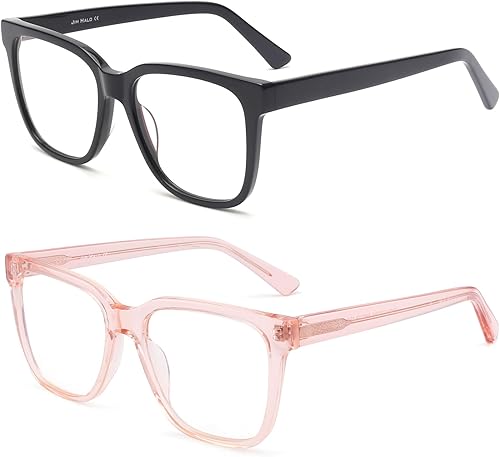 Miniatura 8 de JIM HALO Paquete de 2 lentes anti luz azul para mujeres y hombres, cuadrados, de gran tamaño, para computadora, juegos, TV, teléfonos, lentes con