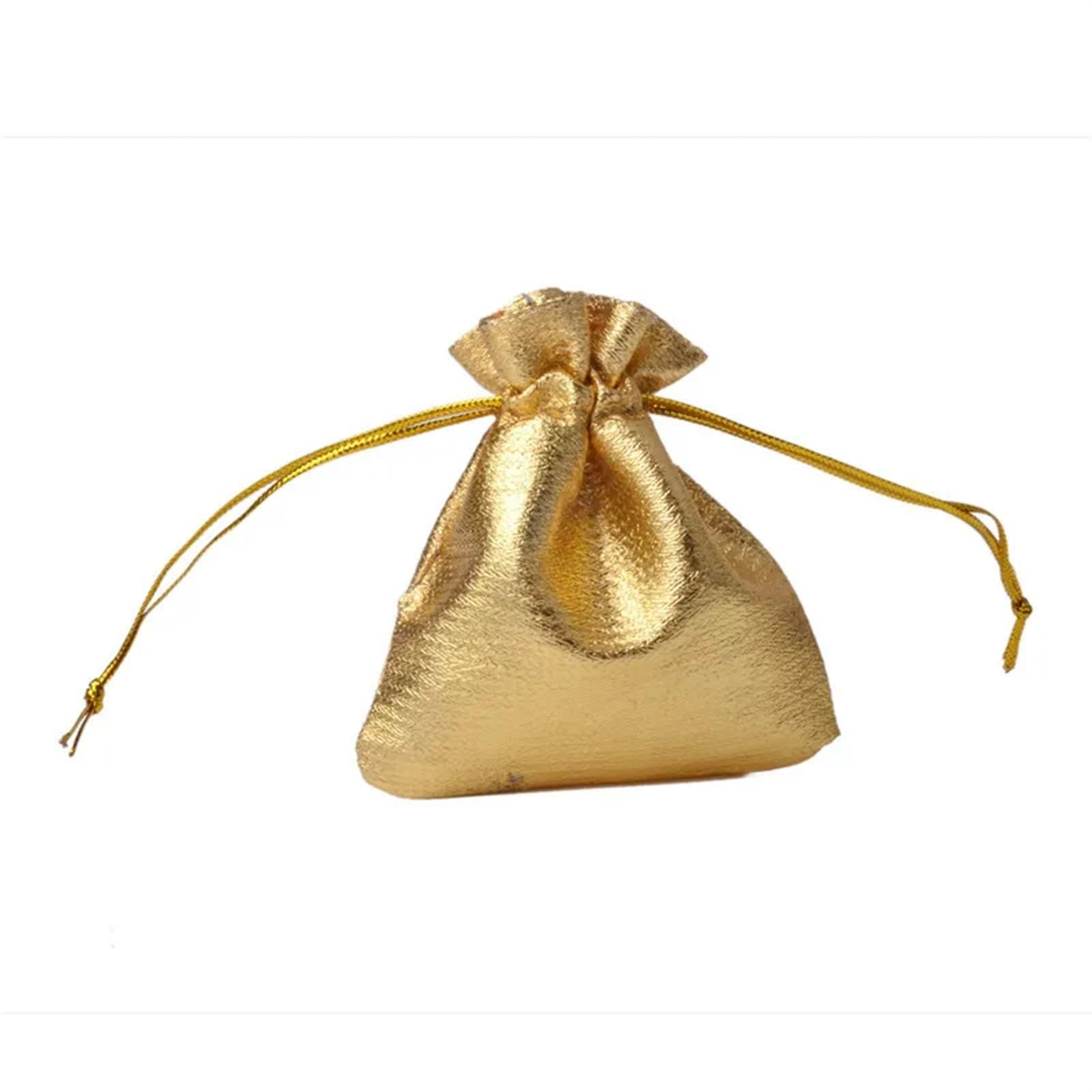Geschenkbeutel 10/50/100 Stück Gold Silber Organza Beutel Schmuck Verpackung Tasche Hochzeit Party Zugunsten Süßigkeiten Taschen Zugunsten Beutel Kordelzug Geschenktüten(Gold bag,9X12CM_100PCS)