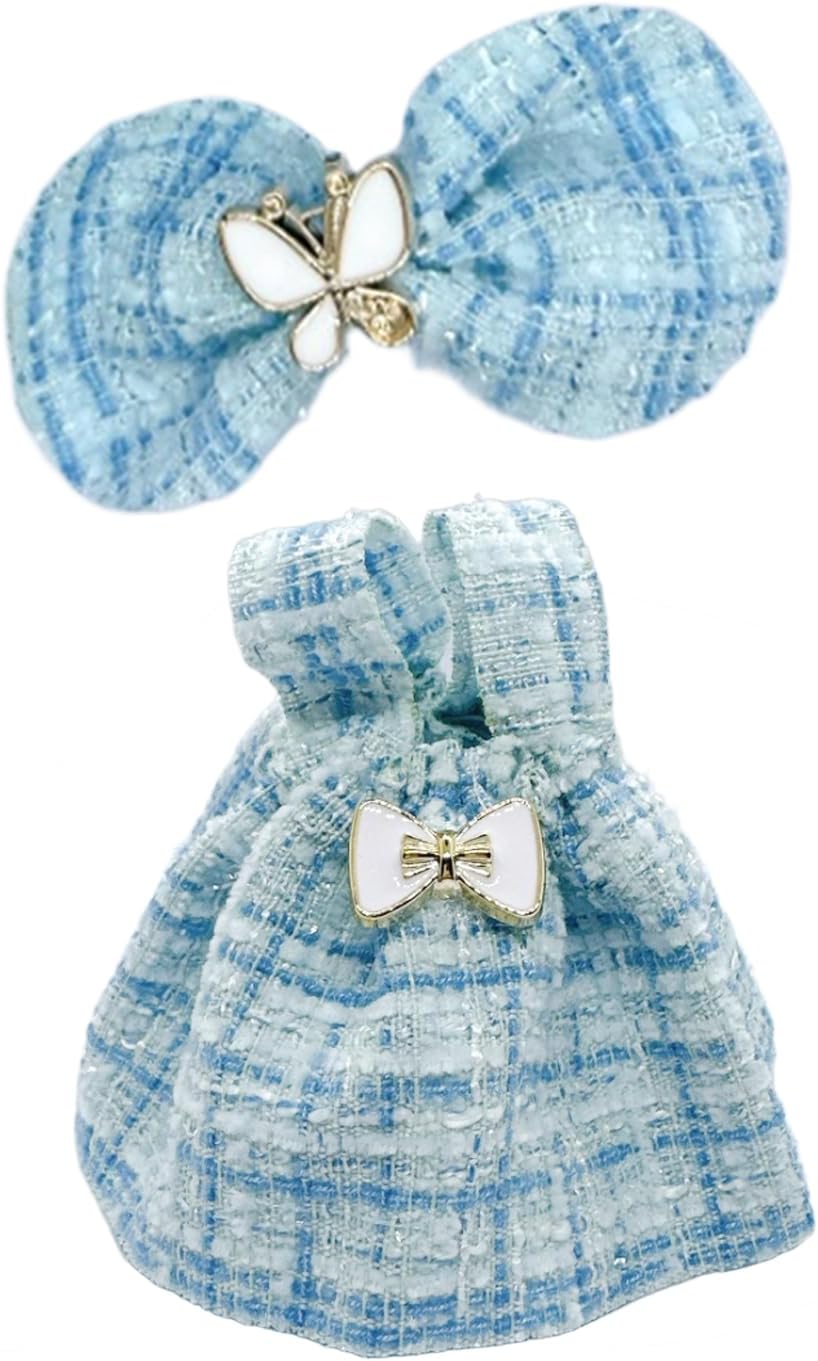 3Pcs Doll Clothes Set for labubu - Compatible with 6.7inch 17cm Dolls Only, Premium Dolls Outfit with Accessories, Hairpin, Skirt, Shoes (Blue Skirt Set)