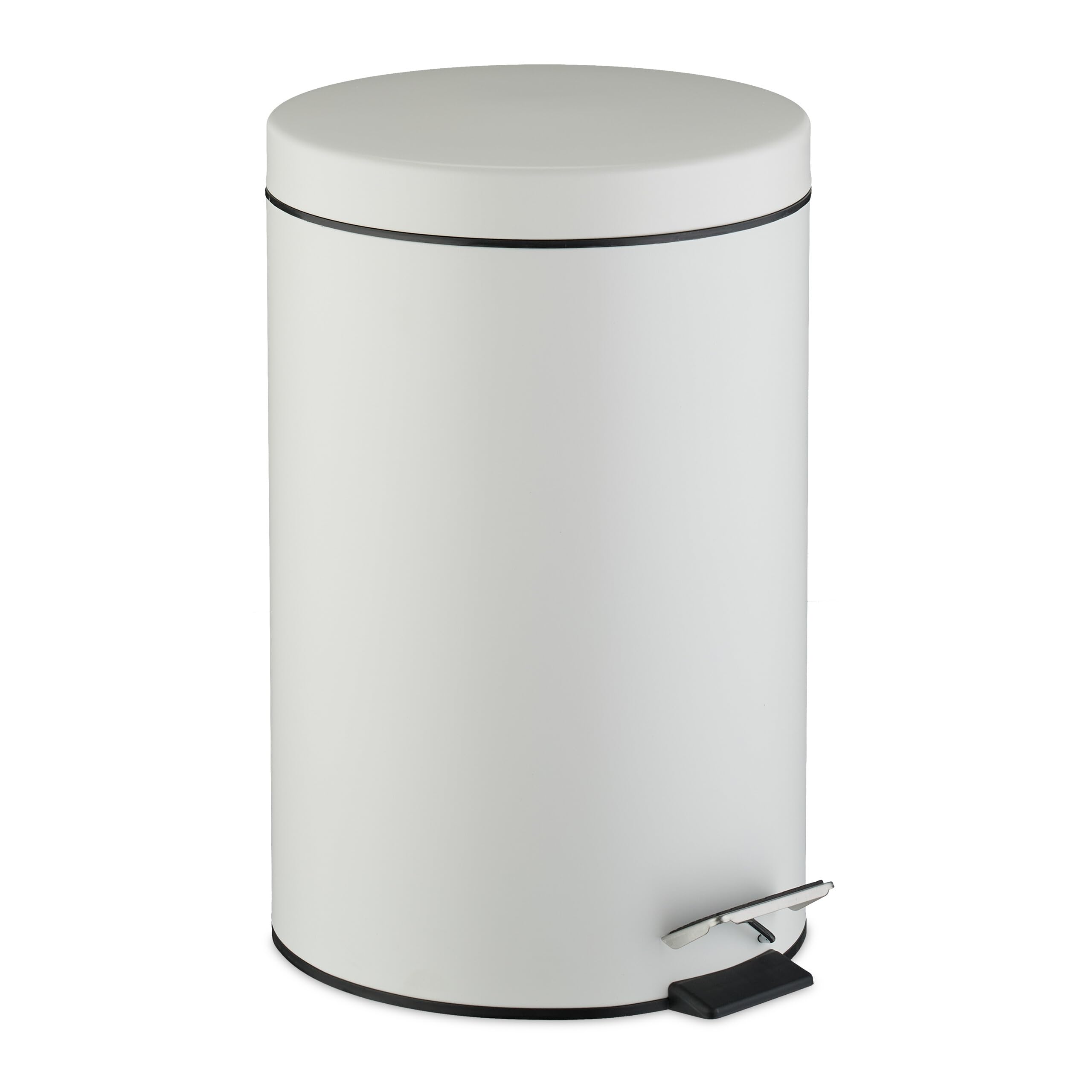 Relaxdays White Kitchen Bin, 20 Litres, With Lid, Removable Inner Bucket, Foot Pedal, Matte Finish, Waste Disposal,