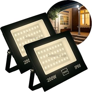 KIT 2 Refletor LED 200W Holofote Bivolt Branco Frio IP66 SMD à Prova D'Água, Luz Alta Potência para Fachadas, Jardins, Piscinas, Eventos, Iluminação Moderna, Linha Premium
