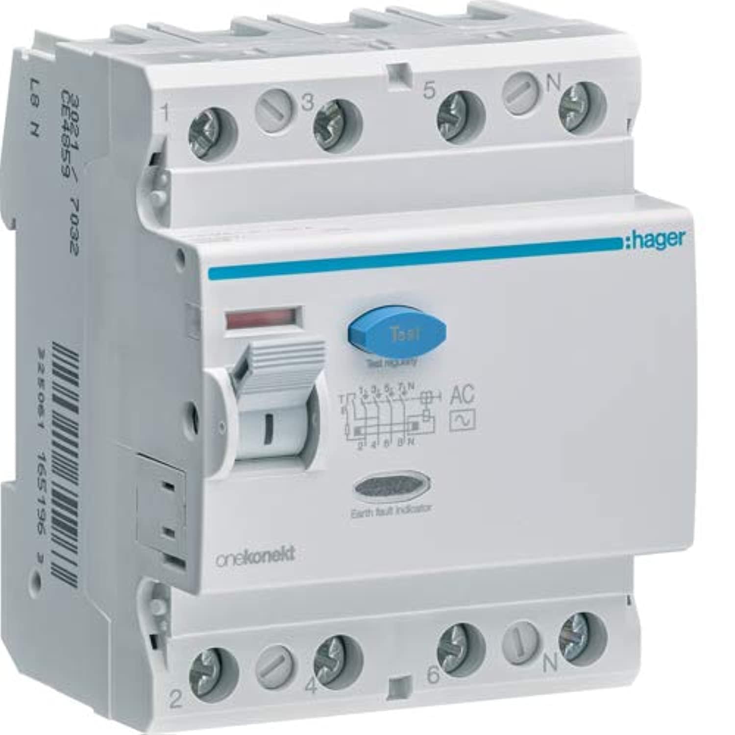 Hager Earth Leakage Circuit Breaker - 100A 4Pole 300MA (ELCB/RCCB) CF485Z