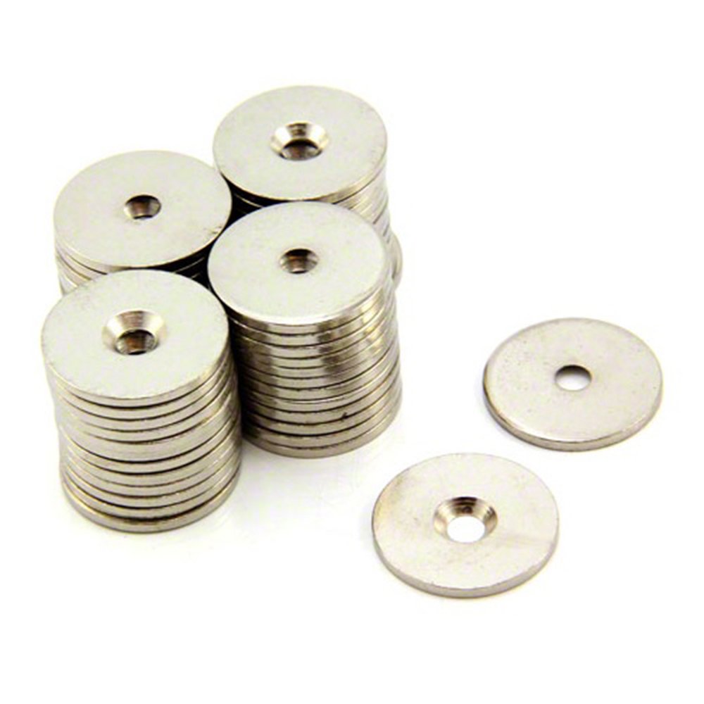 Disco In Acciaio Contrastano Per L'Uso Di Magneti, Appendi Obcate Per Preavviso - 20mm Dia x 2mm Di Spessore x Foro Da 4mm - Pacchetto Di 50