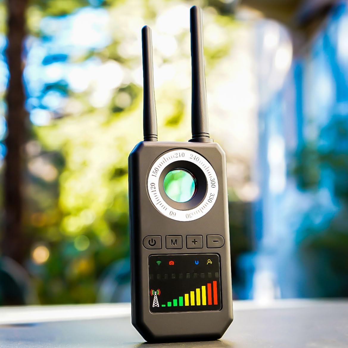 Detector Profesional para Dispositivos Espía, Micrófonos Ocultos, Cámaras y Localizadores GPS – Portátil de Alta Sensibilidad para Detectar Señales Inalámbricas, Interceptores GSM WIFI GPS (AK)