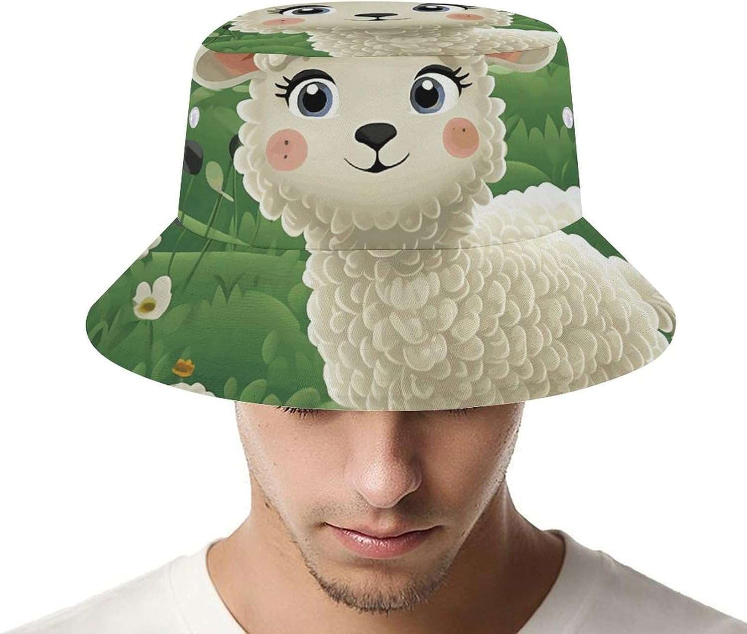 Cute Cartoon Sheep Bucket Hat Packable Sun Hats Travel Summer Beach Fisherman Cap for Women Men Teens