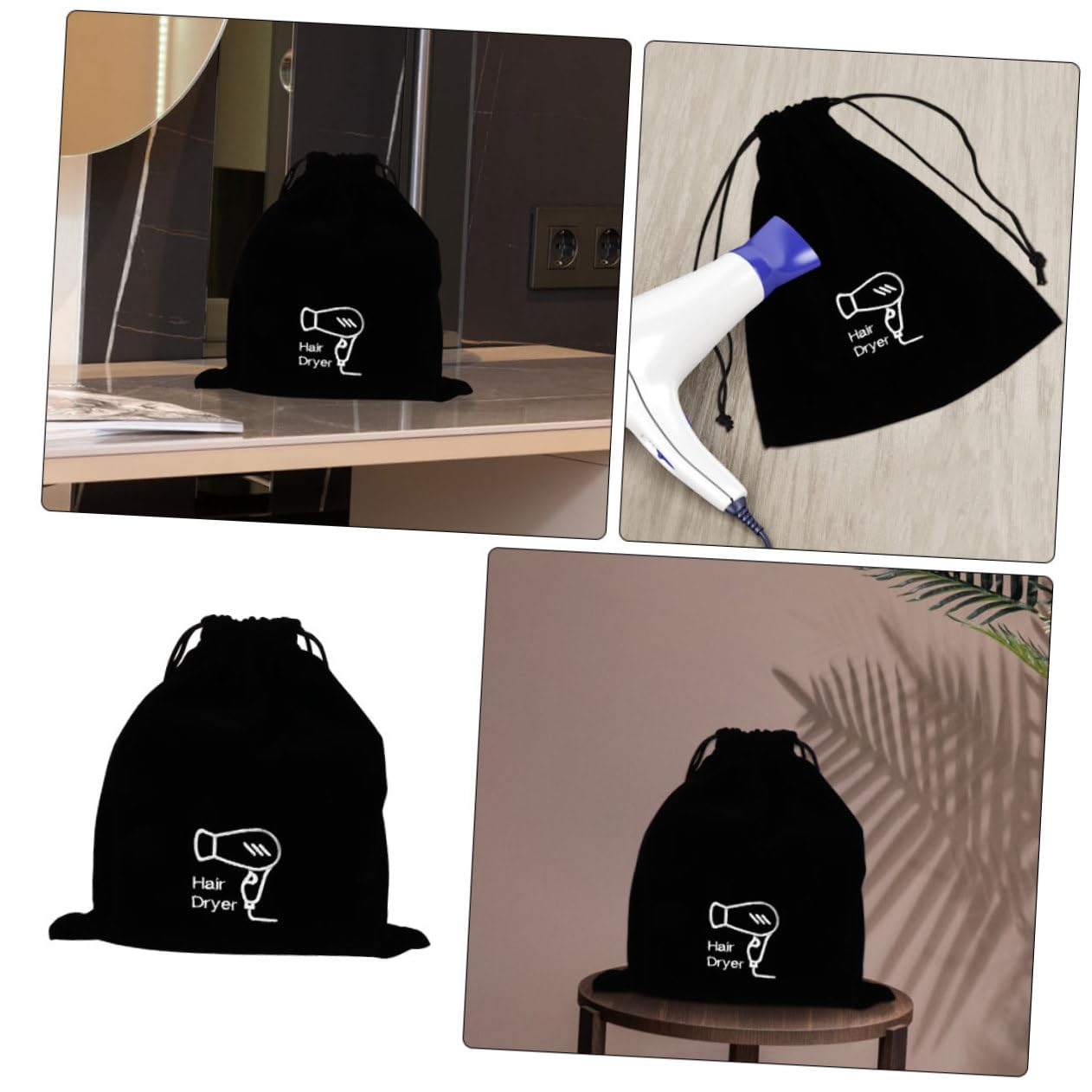 FOMIYES 8 Piezas Bolsa de Terciopelo Bolsas de Tela Bolsa Tela secador de Pelo de Viaje secador de Cabello Almacenamiento de Accesorios para secador de Pelo Bolsa con cordón