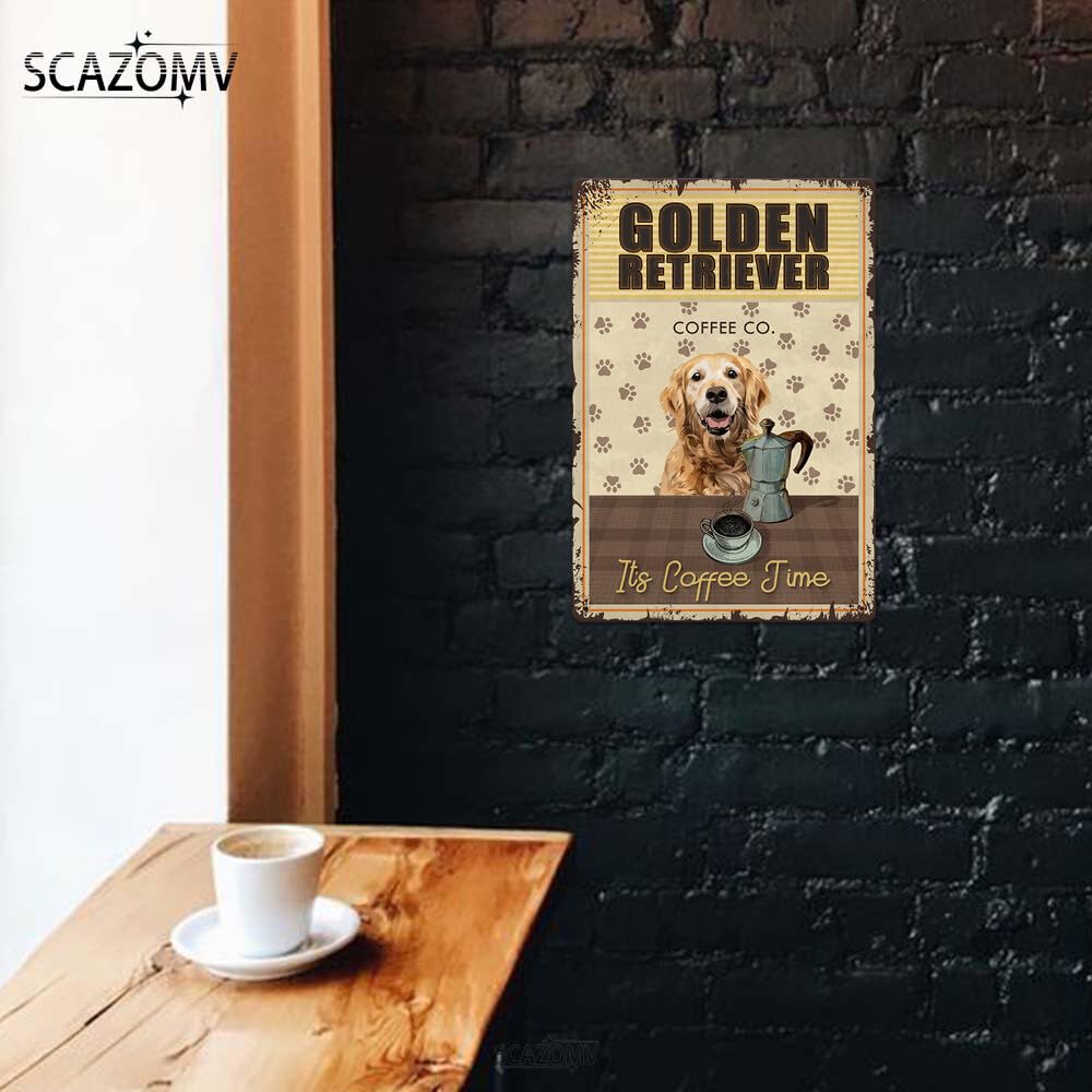 Amazon.com: Golden Retriever Dog Coffee Co Metal Tin Sign Coffee