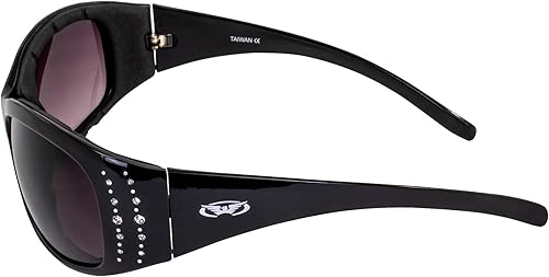 Miniatura 6 de 3 pares de lentes de sol Global Vision Marilyn-2 Plus para mujer, montura acolchada negra brillante con lentes transparentes ahumadas y azules, Humo