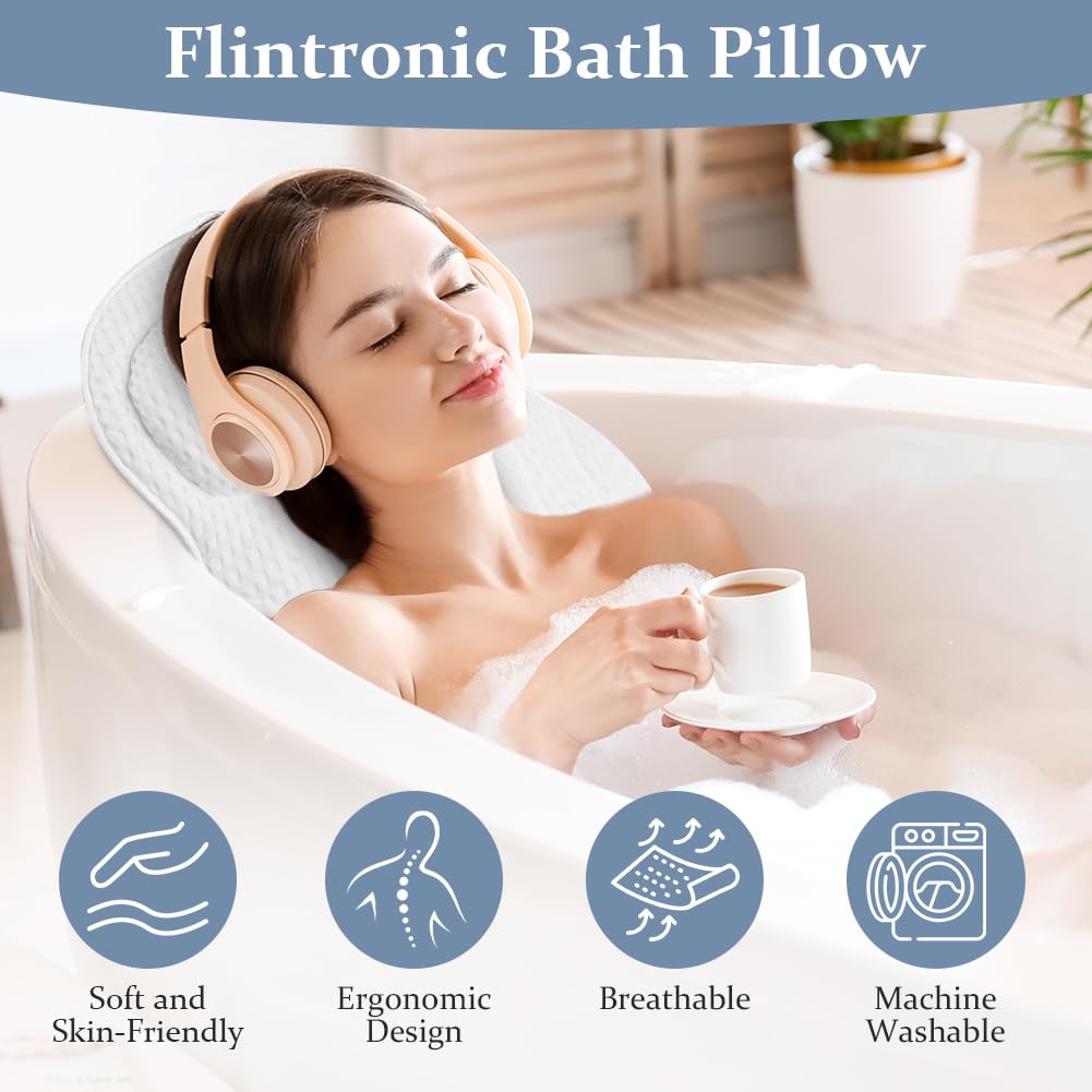 Ultimatives Badewannenkissen Mit 6 Saugnäpfen - Ergonomisches 4D-Design Für Perfekte Entspannung Von Kopf Bis Rücken