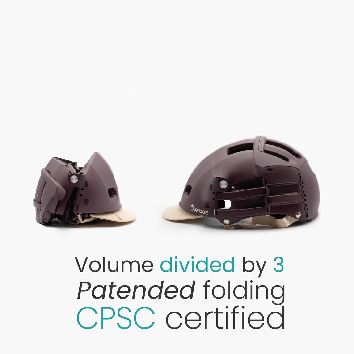 Overade Plixi Foldable Helmet - for Bike, Kick Scooter, e-Bike - Volume Divided by 3 when Folded- Same Protection as Classic Helmet - Image 2