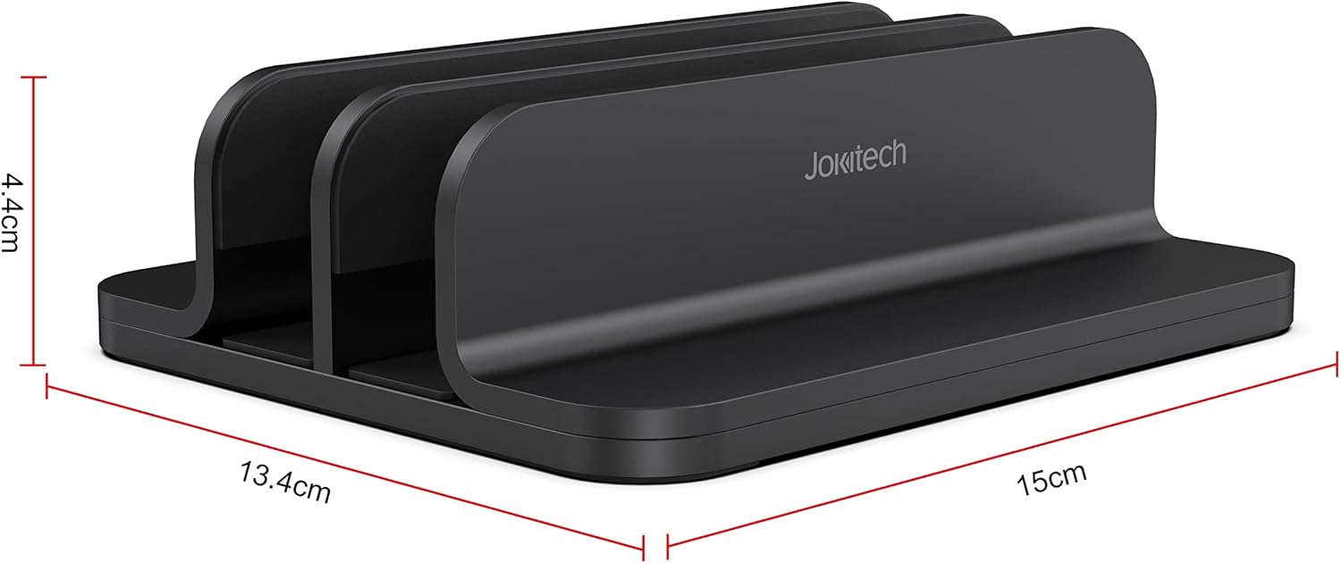 Dual Aluminum Vertical Laptop Stand Organizer, Sturdy Notebook Computer Holder Stand Compatible with New Liquid Retina XDR Apple MacBook Air/Pro/Neo, Mac mini & iPad Pro - Black