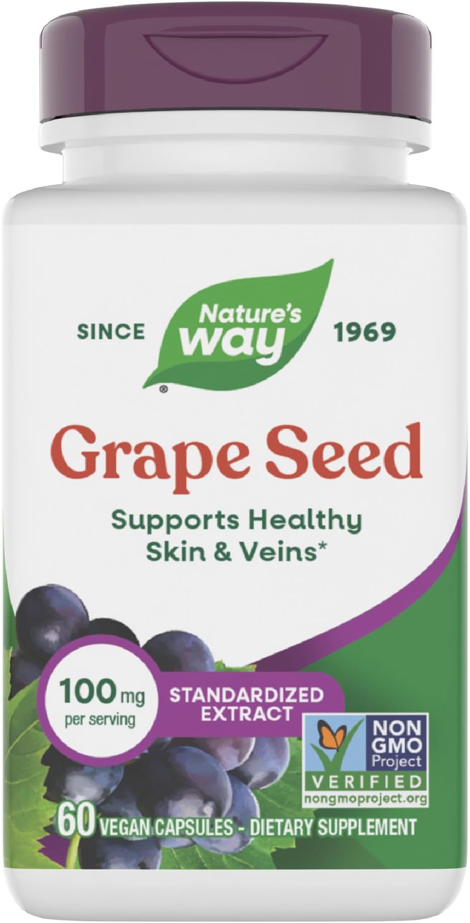Nature's Way, Premium Extract, Grape Seed, 100 mg, 60 Vegan Capsules