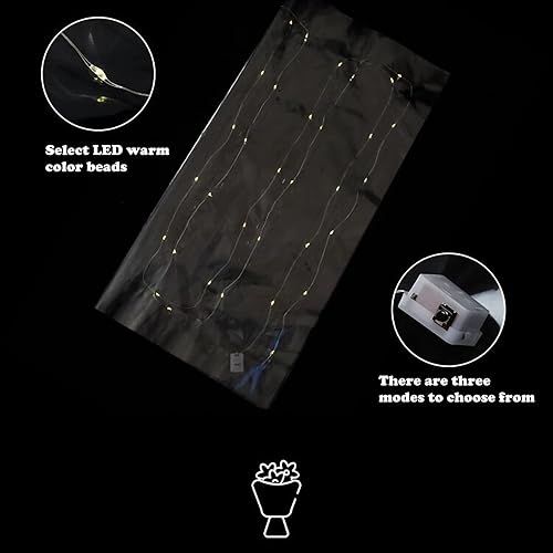 Miniatura 5 de 10 piezas de papel de regalo de flores luminosas LED, 3 modos de iluminación, suministros de ramo de floristería, regalo del día de la madre,