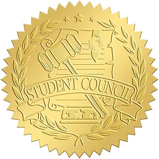 CRASPIRE Student Council Gold Envelope Seals Stickers 2" Embossed Adhesive Foil Sealing Stickers Certificates Label for Wedding Invitations Gift Packaging Graduation