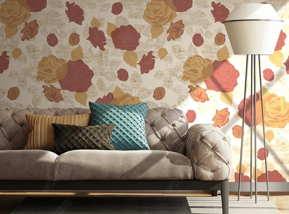 Papier peint intissé fleurs de rose pour masquer les défauts du mur - 2