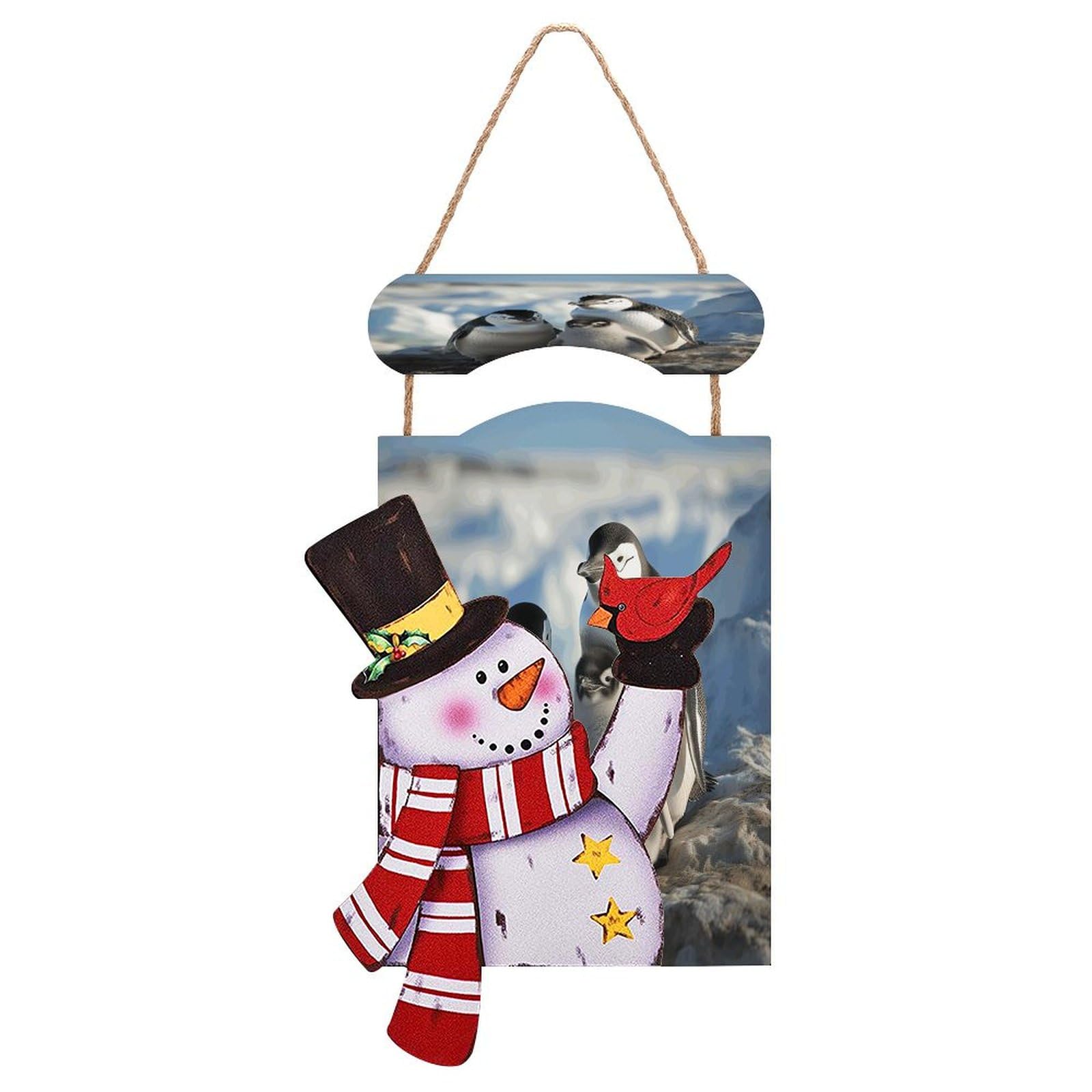 Panneau bois bonhomme de neige et décoration de Noël suspendre pour maison