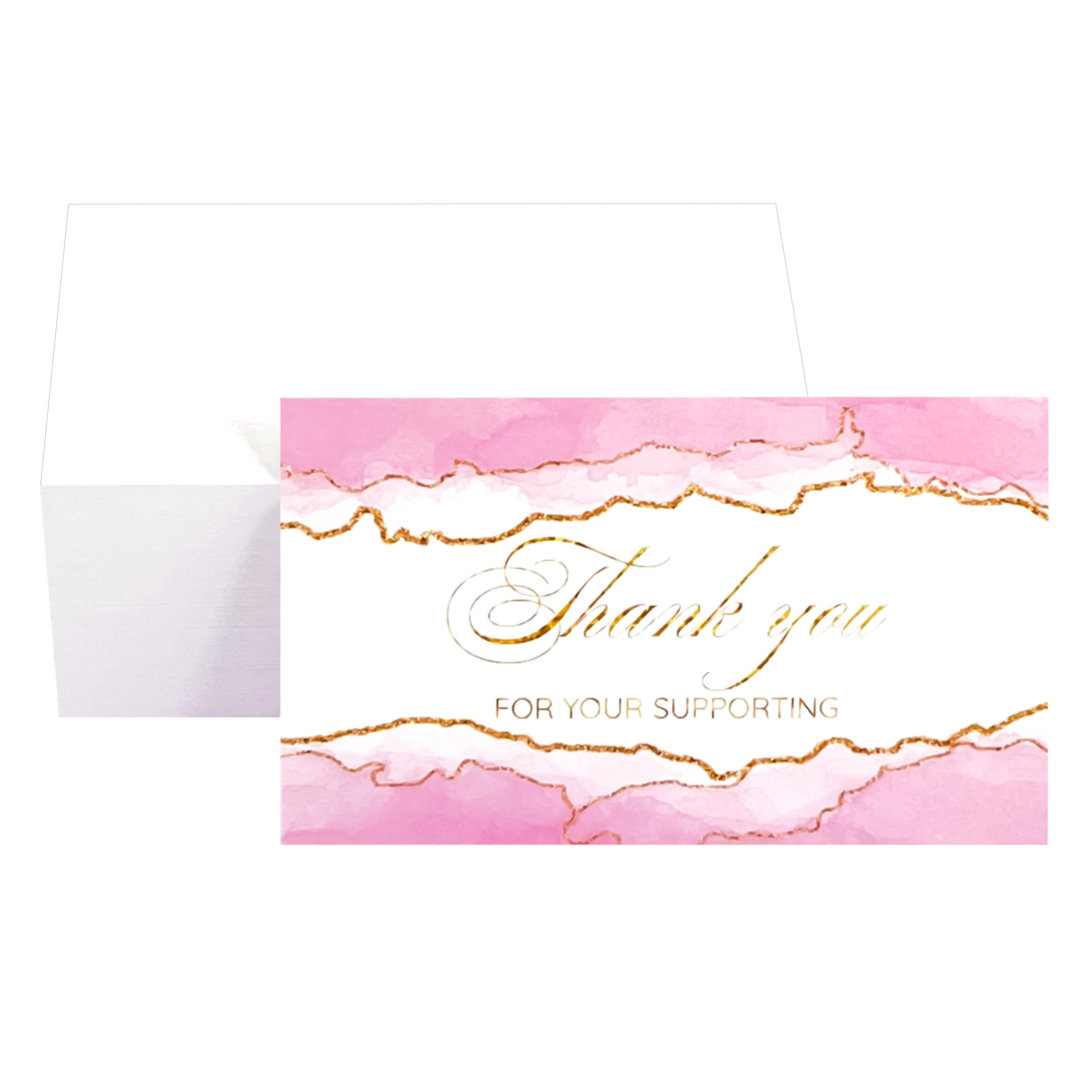 RXBC2011 Thank You For Your Supporting Cards Appreciation Notes for Wedding Party Business 2x3.5 inches Pack of 100 Pink watercolor