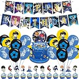 32Pcs Blue Lock Birthday Party Decorations, Party Supply Set for Kids with 1 Happy Birthday Banner G