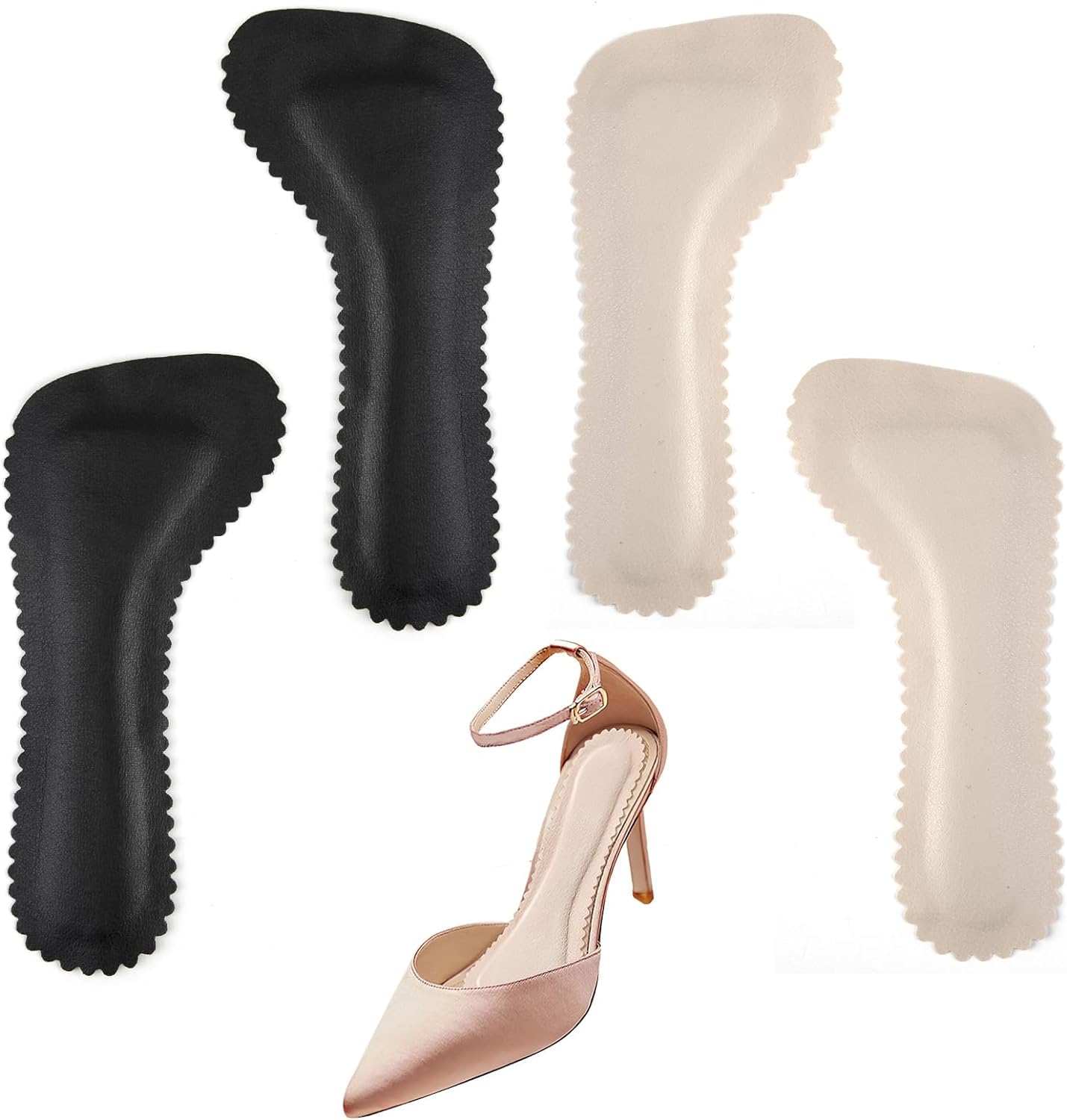 NALACALNALACAL 4 Pair Soft Sweat Absorbing High Heel Insole, Self-Adhesive Non-Slip Invisible Insoles for Sandals, Comfort Breathable Shoe Pads for Women Summer Sandals High Heels Use, 37-38 Size