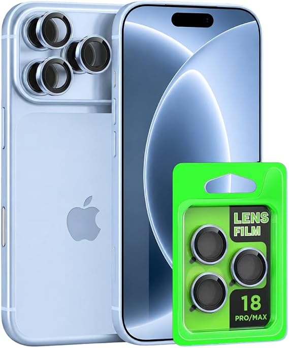 iPhone 18 Pro / 18 Pro Max Uyumlu Profesyonel Kamera Lens Koruyucu - Açık Mavi