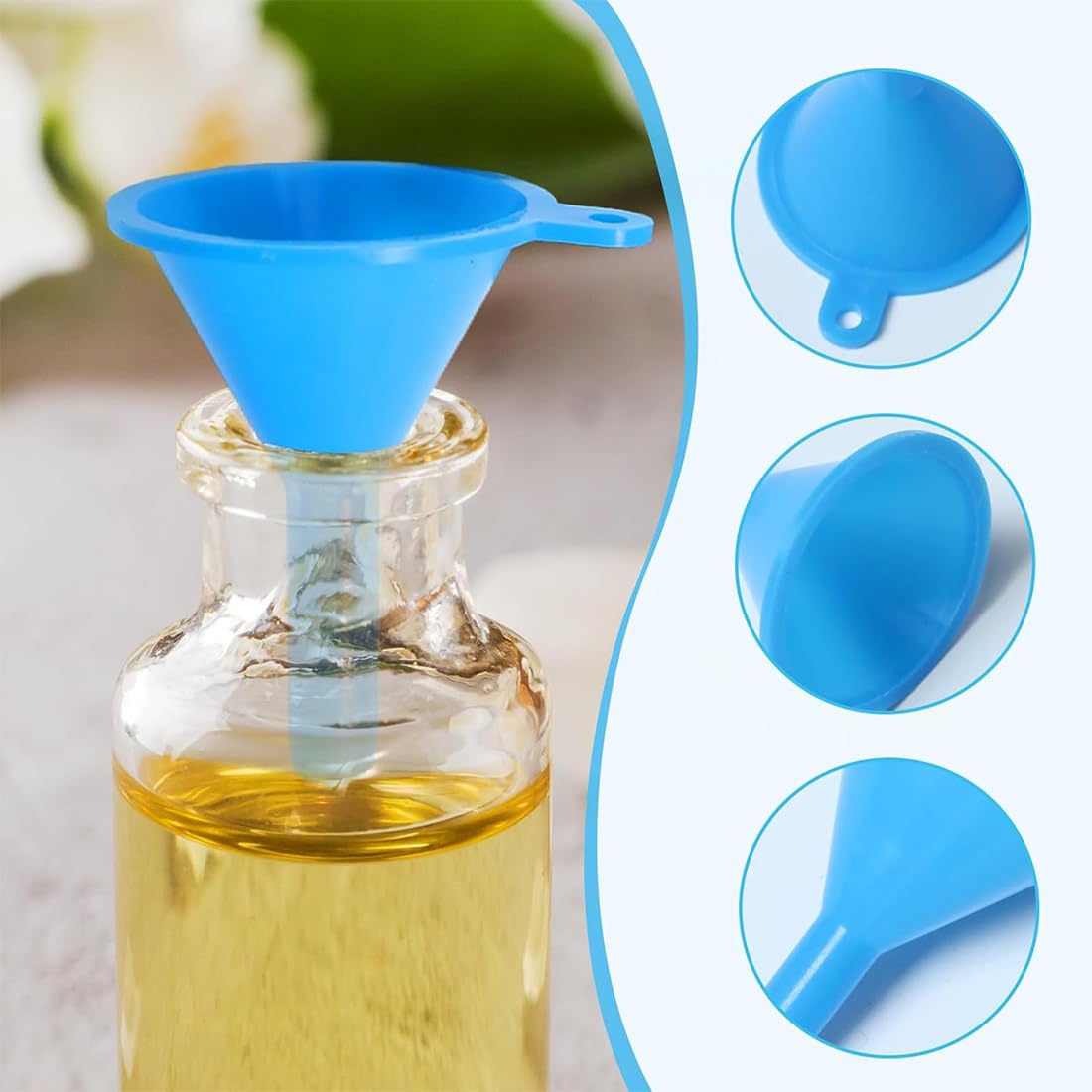 Imbuto piccolo,Piccolo imbuto in plastica, 12 pezzi, mini imbuto per riempire bottiglie, bicchieri, profumi, polveri, oli essenziali, shampoo, sabbia, bottiglie da laboratorio