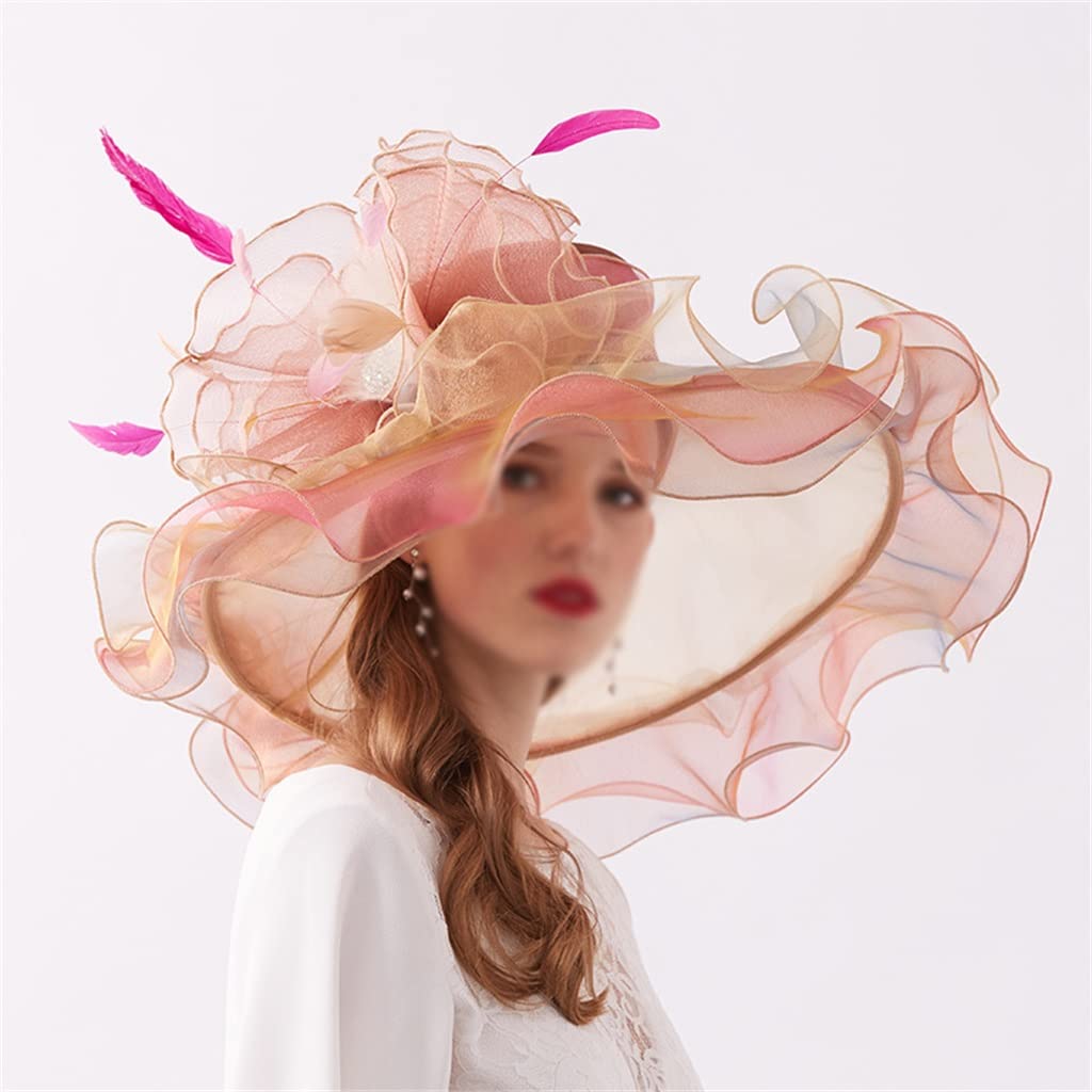 Cappello in Organza Regolabile da Donna, Cappello da Cornice per Esterni Primaverili ed Estivi, Cappello per Adulti Ricamato